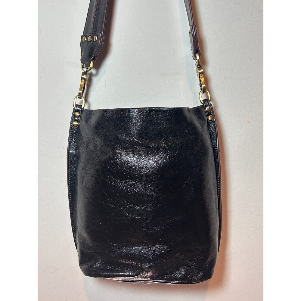HOBO International Black Polished Leather Bucket Bag Purse Handbag - Picture 8 of 16